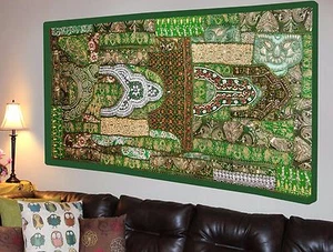 Zardozi Tapestry Hand Patchwork Beaded Embroidered Wall Hanging Heavy Sequins  - Picture 1 of 3