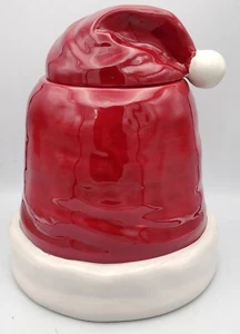 Santa Claus Hat Pottery Barn Cookie Jar Large Ceramic Canister Christmas Decor - Picture 1 of 10