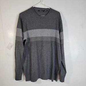 Mens Claiborne Multi Tone Gray Stripe Cotton Cashmere Sweater Size XL - Picture 1 of 7
