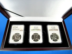 1965 to 1967 SMS 3-Coin, Silver Kennedy Half Dollar Set NGC Ms 67 Cameo - Picture 1 of 16