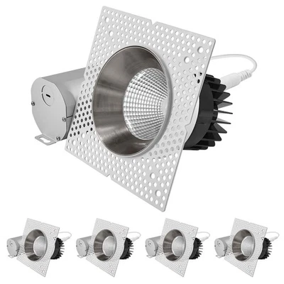 Foco LED LUXRITE 4" con Borde de Níquel 25W 2000LM 5CCT 60° Regulable ETL 4PK Foto 1 de 4