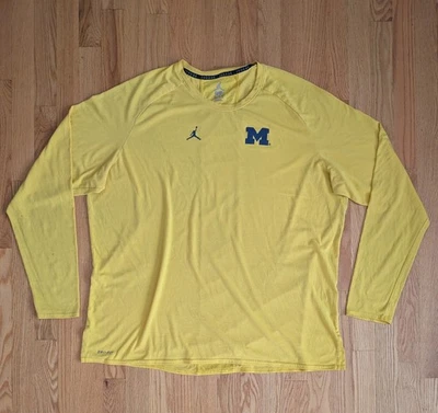 Michigan Wolverines Shirt 3XL Yellow Air Jordan Dri Fit Lightweight Performance - Image 1 of 4