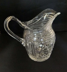 Large Antique Cut Glass Lead Crystal Water Jug 18 cm high a/f - Picture 1 of 10