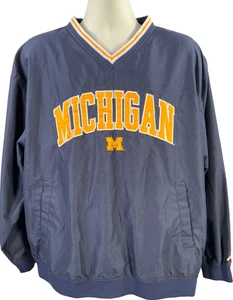 Pro Player Men’s Blue/Yellow U of M Michigan Pullover Windbreaker Jacket - L - Picture 1 of 4
