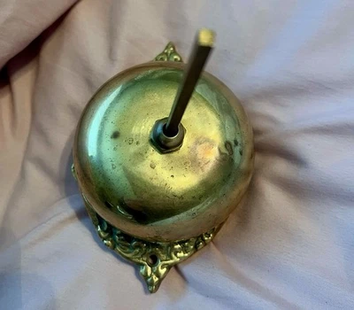 Vintage Victorian Style Brass Manual Wind Mechanical Door Bell Ringer Home works - Image 1 of 4