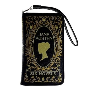 Jane Austen Seis Novelas Libro Negro Muñequera Cartera Cartera Correa Extraíble Emma Foto 1 de 4