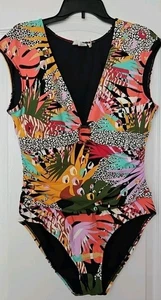 Bleu Rod Beattie One Piece Swimsuit Womens Size 14, Ruched, Padded, Shoulders - Picture 1 of 12