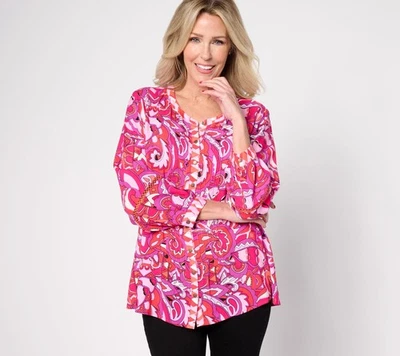 Susan Graver Damen Oberteil Petite Pullover PL Passport Mehrfarbig A634060 - Bild 1 von 4