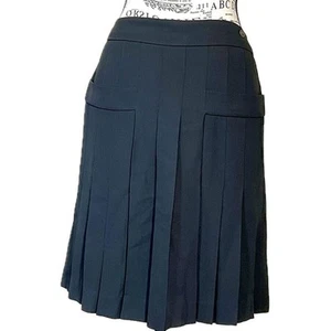 Chanel Size 12 Black Silk Pleated A-Line Skirt Designer FR42 Classic Designer - Picture 1 of 6