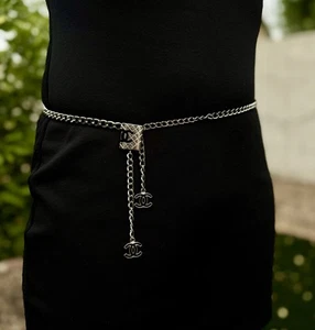 Authentic Chanel Vintage Cambon Belt — Silver Chain Quilted CC Logo Estate RARE! - Picture 1 of 19