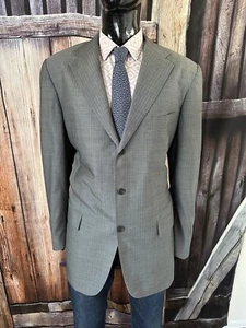 Kiton Gray Check Wool Suit Blazer Size 46L Mint! - Picture 1 of 8