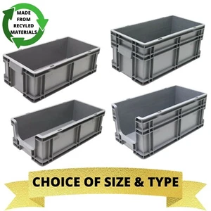 NEW Heavy Duty 50cm Industrial Plastic Euro Storage Container Crate Box Boxes - Picture 1 of 7