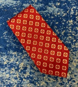 Bolgheri Red Blue Yellow Orange White Geometric 100% Silk Necktie Made in Italy - Picture 1 of 5