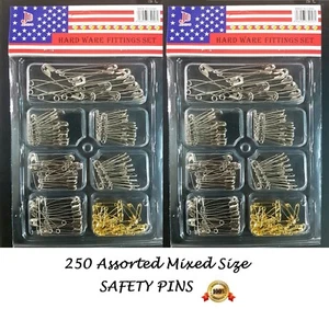 Surtido PINS DE SEGURIDAD 250 piezas tamaño mixto para arte artesanía bufanda chal peluquería - Imagen 1 de 3