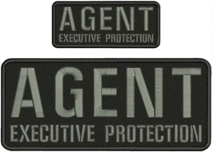 AGENT E P EMB PATCH 4x10 & 2X5 VELCR@ ON BACK BLACK GRAY ON BLACK - Picture 1 of 2