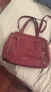 Calvin Klein Garnet Triple Compartment Top Zipper Satchel - Picture 1 of 6