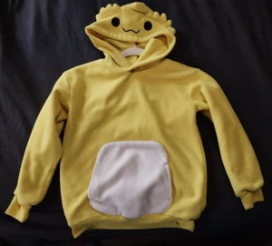 H&M X SQUISH MALLOWS BOYS size8/10 HOODIE SWEATSHIRT AXOLOTL Yellow White fleece - Picture 1 of 4