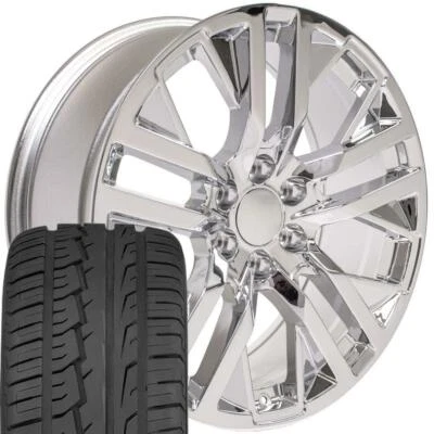 5903 Chrome 22 inch 6x5.5 Wheels & 285/45r22 Tires Fits GMC Chevy Cadillac - Image 1 of 4