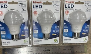 Trisonic A19 LED LIGHT BULBS 9W =75W Day Light 3packs - Picture 1 of 3