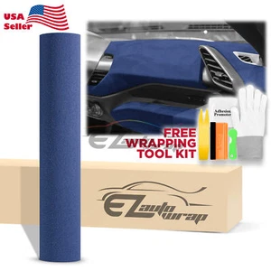 Velvet Stretchable Royal Blue Suede Textured Car Vinyl Wrap Sticker Decal Sheet - Picture 1 of 12