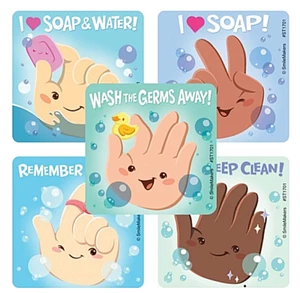25 Handwashing Stickers School Nurse Teacher Supply Wash the germs away - Picture 1 of 1