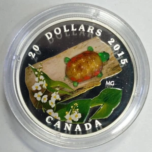Canada 2015 $20 Venetian Glass Turtle Broadleaf Arrowhead Flower 1 oz Silver - Picture 1 of 22