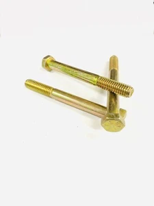 3/8x3-1/2 Hex Head Cap Screws Grade 8 Zinc Yellow Plated Course Thread (45) - Picture 1 of 3