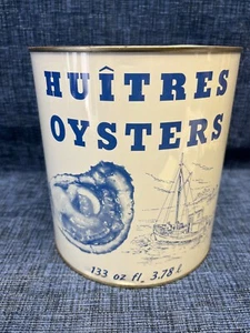 Vintage Huitres (French) Oysters ~ 1 Gallon Tin ~Madison Seafood Co. Madison, MD - Picture 1 of 10