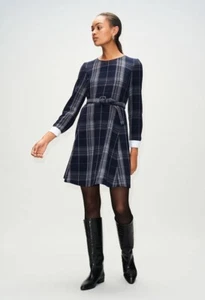 Claudie Pierlot Belted Checkered Dress Womens Size UK 10 EU 38 Missing Belt - Picture 1 of 19