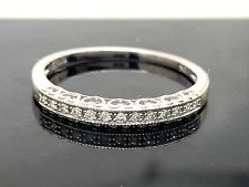 Wedding Band Diamond Hearts 0.10ctw 10k White Gold Ring Estate Women's Size 8.75