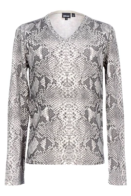 Camisa Suéter Just Cavalli Gris Diseño Serpiente Lana Para Hombre Cuello en V Italia Talla 3XL  Foto 1 de 4