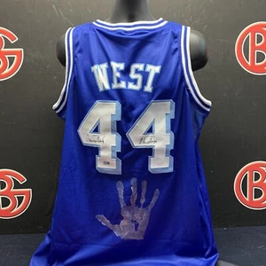 Jerry West Autographed Los Angeles Lakers Signed Blue Handprint Jersey Steiner - Picture 1 of 5