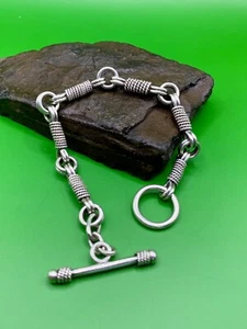 Vintage Sterling Silver exquisite handmade artistic 8 inch Bracelet 26.1 grams - Picture 1 of 9
