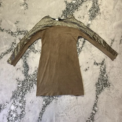 Sachin+Babi Dress Womens Size 8 Brown Metallic Bateau Neckline Long Sleeve - Image 1 of 4