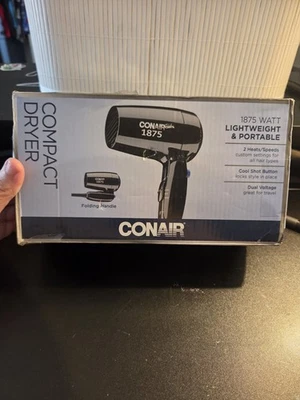 Conair Folding Handle Hair Dryer 1875 W 2 Heat/speed Setting Black buy now 1 o A - Image 1 of 2