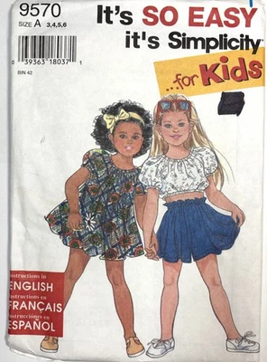 Simplicity Girl Size 3 4 5 6   Dress Shorts Top Sewing Pattern New UNCUT  9570 - Image 1 of 2