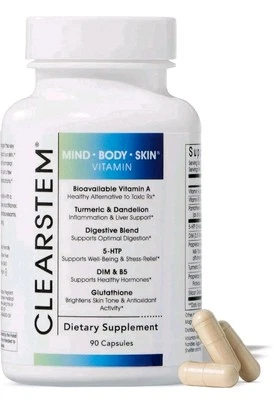 CLEARSTEM - MENTE, CUERPO, PIEL Suplemento hormonal para el acné 5-HTP Natural DIM 90 unidades Foto 1 de 4