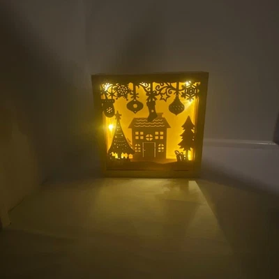 Рождественская деревянная шкатулка для теней с подсветкой - Изображение 1 из 4