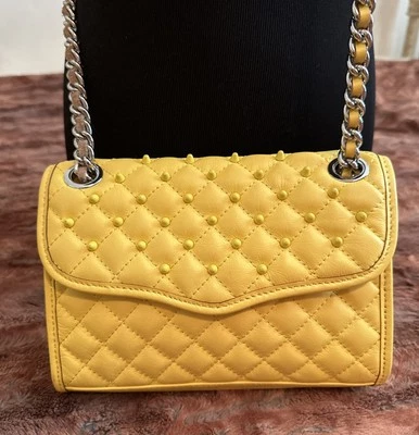 Bolso Bandolera Rebecca Minkoff Acolchado Amarillo Mini Affair Tachuelas $225 Correa de Cadena Foto 1 de 4