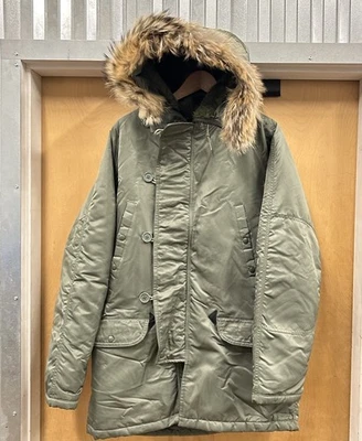 VTG Spiewak Mens N-3B Real Fur Hood Golden Fleece Bomber Jacket Green Sz 42 USA - Image 1 of 4