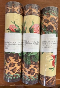 3 Rolls BRUNSCHWIG & FILS Wallpaper Border “Rose & Leopard” 15yds. Total - Picture 1 of 8