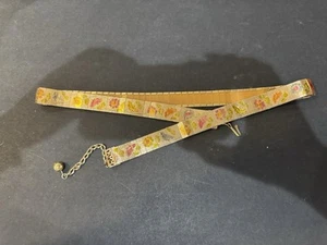 Vtg Gold Tone Metal Etched Floral Panel Belt - Picture 1 of 5