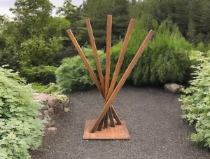 Modern Rusted Metal Sculpture for Garden or Patio | Abstract Outdoor Decor - Picture 1 of 4