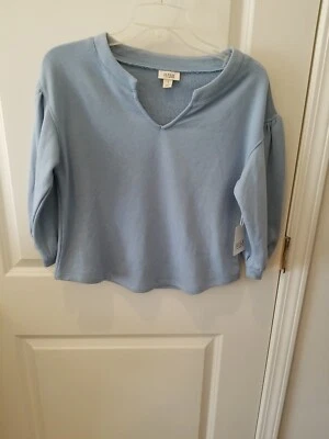 Moletom ana a new approach S/S corte fenda gola azul tamanho pequeno - Imagem 1 de 3