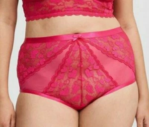 Torrid Rosa Pavo Real Corazón de San Valentín ❤ Braguita de Encaje Transparente Talla Grande 2X, 18/20 - Imagen 1 de 8