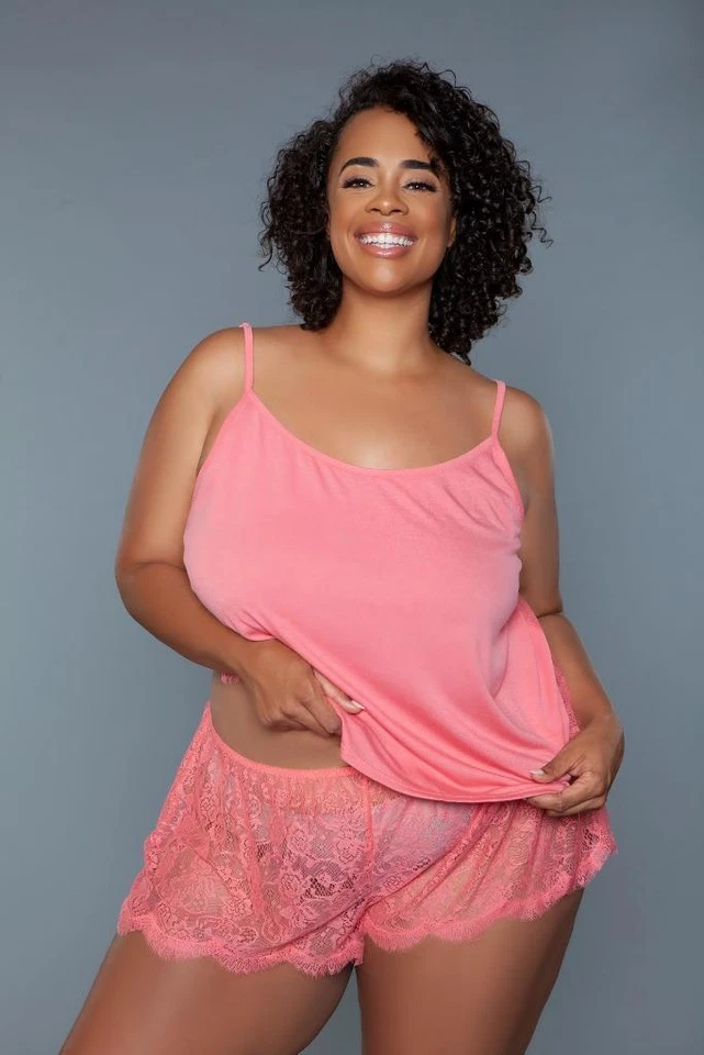 Sexy BE WICKED Jersey CAMISOLA DE ENCAJE CAMI Tanque TOP Pantalones Cortos Transparentes CHEEKY CONJUNTO DE 2 piezas Foto 1 de 1