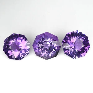 15 Cts 3 Pcs Purple Amethyst Fancy Precision Cut Natural Loose Gemstone Bolivia - Picture 1 of 1