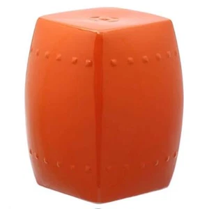 SAFAVIEH Garden Stool Ceramic Glaze Water Resistant Residential Damp Orange - Picture 1 of 3