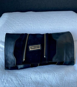 100% Authentic Vintage Jimmy Choo Black Leather Suede Martha Clutch Bag $1625 - Picture 1 of 12
