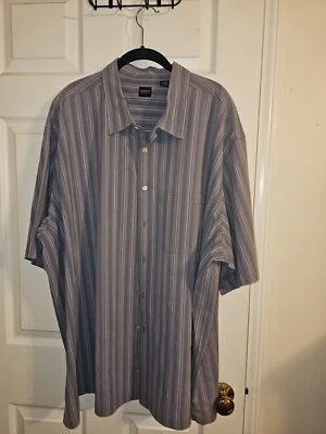 Arrow Shirt Mens Size 3XB 20-20.5 Gray Striped Short Sleeve Button Up Cotton  - Image 1 of 4